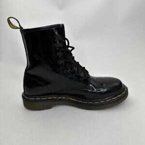 Dr. Doc Martens 1460 W Women's Size 5 Lace Up Boots Black Leather Gloss